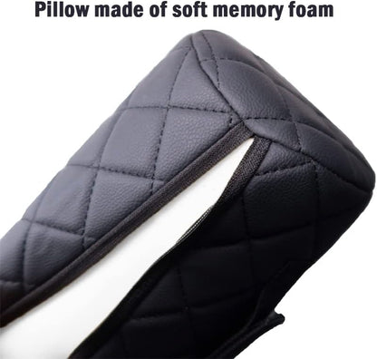 Car Neck Pillow for Pain Relief,Cars Seat Long Back Cervical Neck Support Pillow,Car Side Travel Headrest Round Roll Log Cylinder Pillows for Driving Seat,Memory Foam(Black)