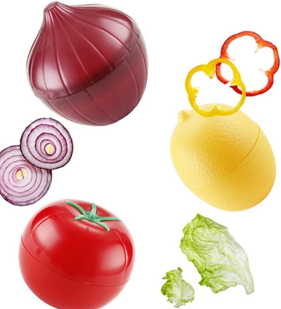JOSON 5-Piece Vegetable and Fruit Storage Set, BPA-Free Reusable Refrigerator Food Keeper for Peppers, Onions, Tomatoes, Lemons, and Garlic