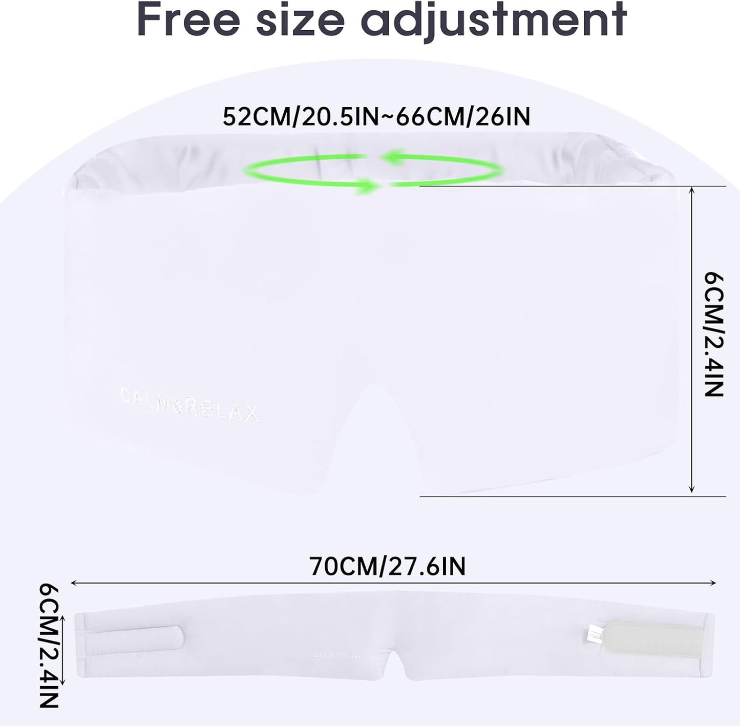 Calm&Relax Bamboo Sleep Mask - Cooling 3D Eye Mask, Lash Friendly,White | Total Blackout 3D Contoured Eye Mask for Travel, Home, Yoga - Adjustable Soft Viscose Night Blindfold for Side Sleepers