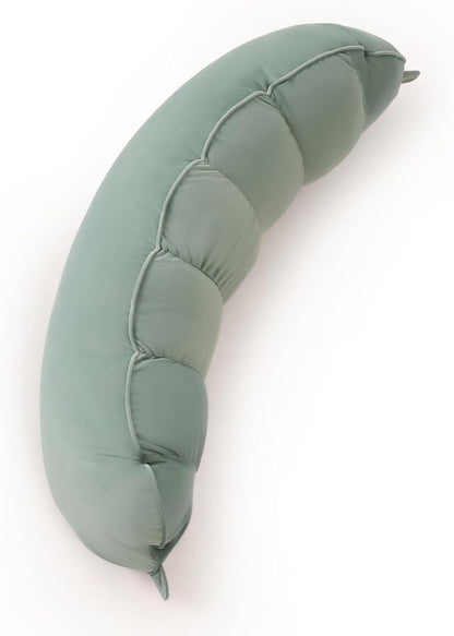 Peallow(Pat. Pend) – Long Round Body Pillow for Adults, Bolster Pillow for Sleeping, Soft and Supportive Pillow for Sleeping & Lumbar Support (Green-White, 29.5")