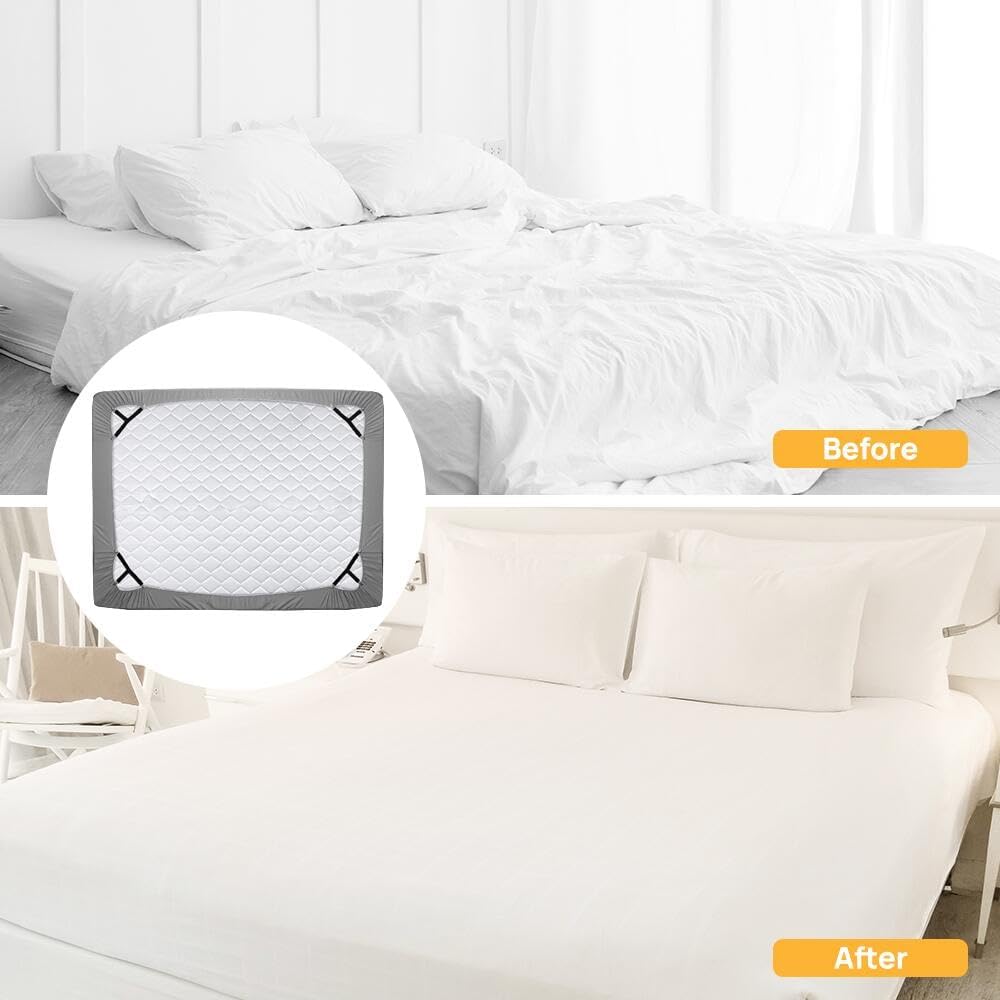 FGY Bed Sheet Straps Adjustable Elastic Fasteners with Metal Clips for Tablecloth Bedding