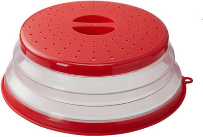 Collapsible Microwave Splatter Cover, 10.5 Inch, Dishwasher-safe, Microwave Plate Cover With Steam Vent，BPA-Free Silicone & Plastic (white)