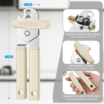 Tin Joy Family™ Manual Can Opener – Sharp Blade with No Sharp Edges, Easy Grip Handle for Arthritis Hands, Smooth Lid Safety Cutter for Elderly & Weak Hands (Grape purple)