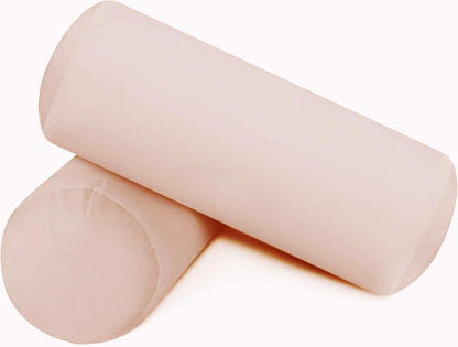 SAHARBEDDINGS 2 PC Cervical Neck Roll Pillow Cover with Cotton Bolster Pillowcases for Cylindrical Cushion Round Neck Pillowcase Zipper Closer (Blush, 13x6 Roll Pillow Set of 2)