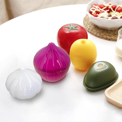 Vegetable and Fruit Storage Containers for Refrigerator, Lemon Tomato Garlic Avocado and Onion Storage, Food Storage Containers with Lids, Pack of 5