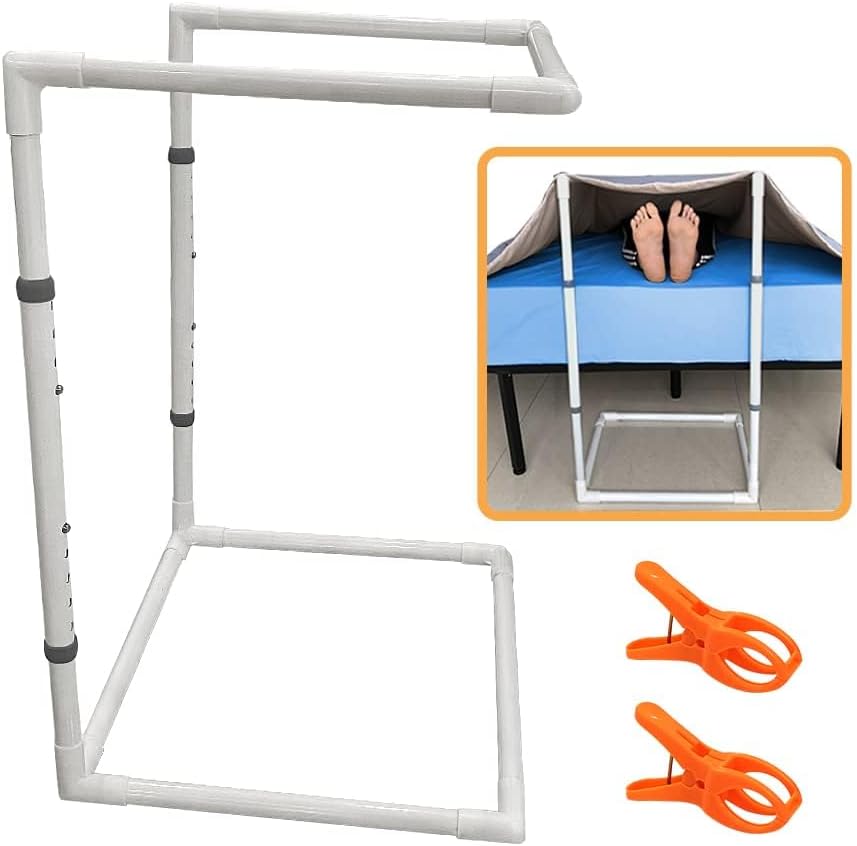 Blanket Lifters for Foot of Bed Feet Cradle Raiser Sheet Lifter Blanket Lift Support Holder Hospital Bed Rail Assistance Toe Care Leg Ankle Surgery Recovery Adjustable Height (26"- 34")