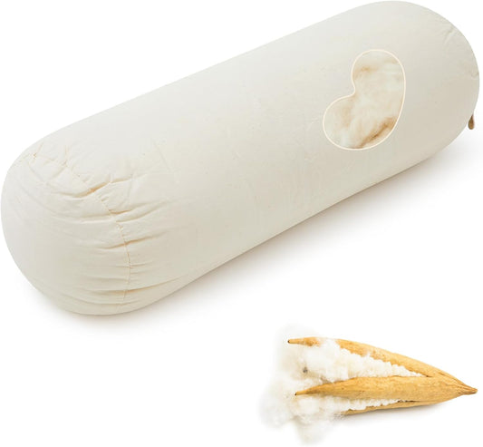 Leinuosen Organic Kapok Neck Roll Pillow for Sleeping, 16" X 6"