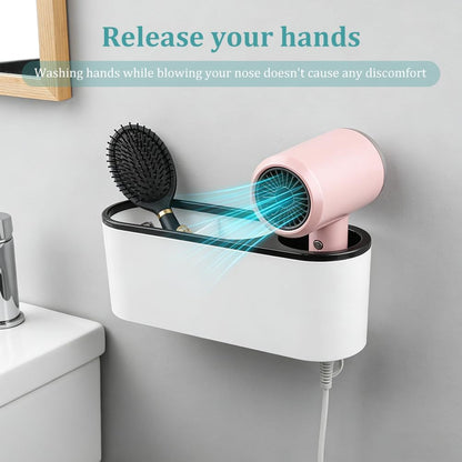 Hair Dryer Holder, Hair Tool Organizer Cabinet Door, Strong Self Adhesive Blow Dryer Bathroom Hanger, for Storage Straightener Curling Iron Hot Styling Tools Flat Iron