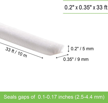 Self-Adhesive Weather Stripping Seal for Doors & Windows – Soundproof Insulation Gap Filler for Sliding, Exterior, Front, and Jamb Frames – 0.2" x 0.35" x 16.5 ft, Gray