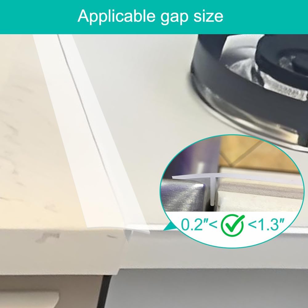 Stove Counter Gap Cover - 25 Inch Silicone Stove Gap Filler 2 Pack White | Kitchen silicone oven gap filler, countertop strips gap guard, easy to clean; white counter gap cover,crack guard for counter