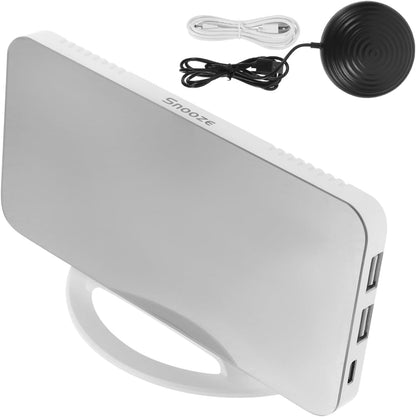 BETOOKY Vibrating Bed Shaker Alarm Clock Dual Digital Alarm with Large RGB Mirror Display for Heavy Sleepers Bedroom Office Use