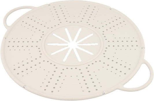 Large Silicone Spill Stopper Lid, Multi-Use Pot Cover and Oil Baffle with Steam Port, Heat Resistant Kitchen Essential, White(white)