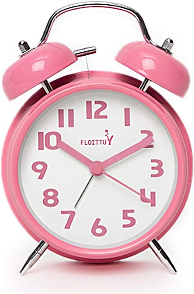 FLOITTUY Loud Alarm for Deep Sleepers 4'' Twin Bell Alarm Clock with Backlight for Bedroom and Home Decoration(Green)