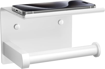 Toilet Paper Holder with Shelf Wall Mounted Toilet Paper Roll Dispenser | Heavy Duty Stainless Steel Brushed Nickel