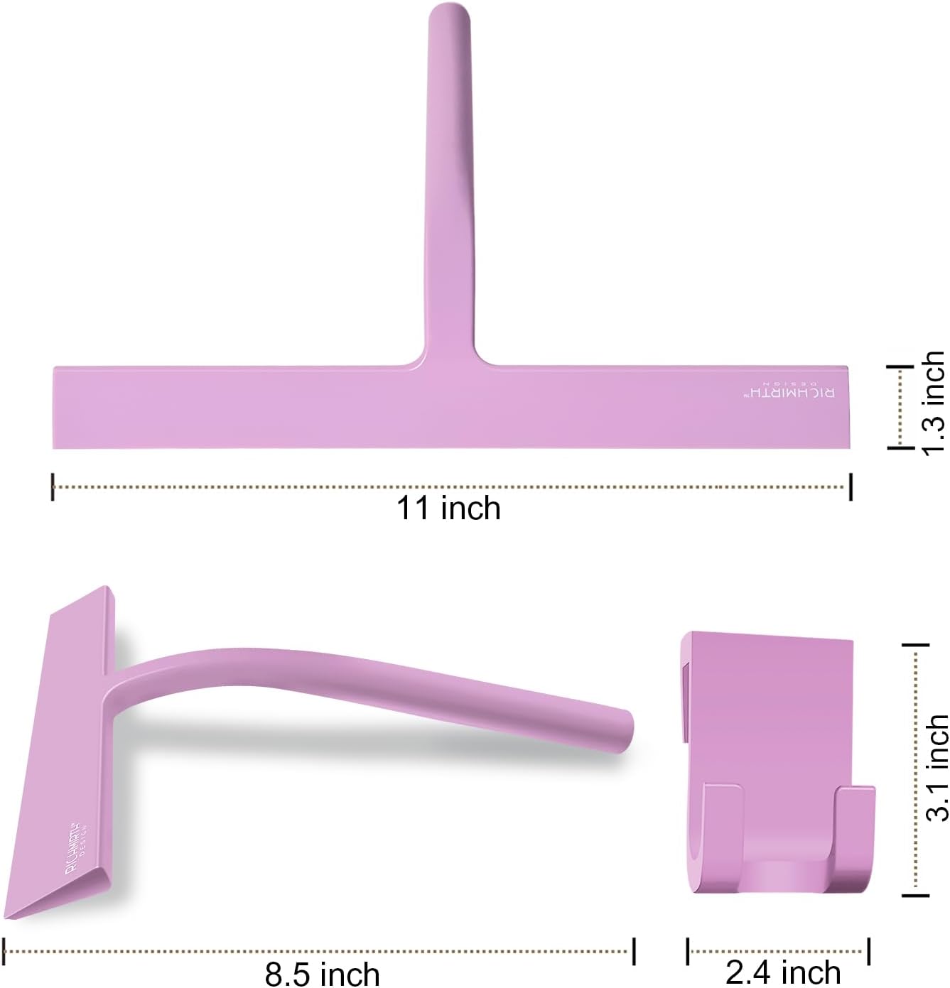 Silicone Rubber Blade & Hook Shower Window Squeegee 11" in Width Silicone Car Squeegee Bathroom Squeegee for Shower Squeegee for Shower Doors Car Window-Black