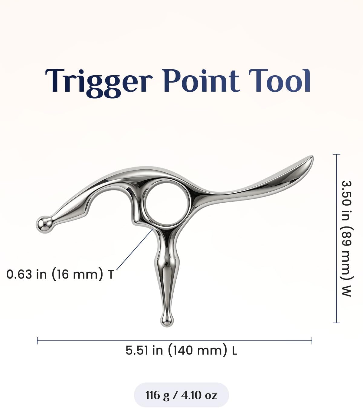 Rena Chris Trigger Point Massage Tool, Muscle Scraper Tool for Deep Tissue Pain Relief & Fascia Release, Gua Sha & Acupressure Tool with Travel Pouch & Guide