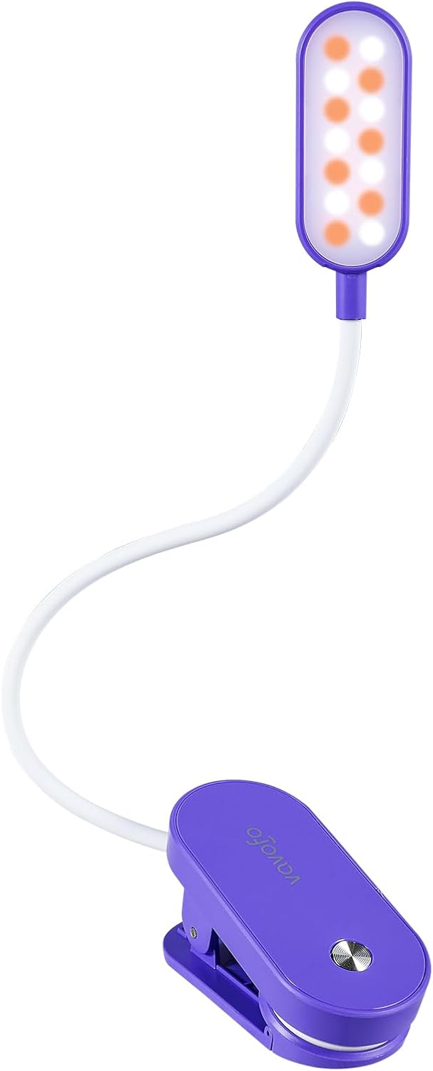 VAVOFO Rechargeable Book Light, 14 LEDs Eye Care Clip On Amber Reading Light for Bookworms Reading in Bed with 9 Colors 9 Brightness (Blue)