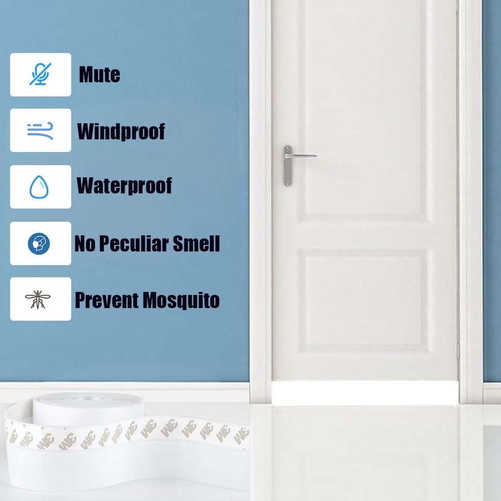 Silicone Seal Strip,Weather Stripping for Door or Window,Weatherproof Soundproof Self Adhesive Door Strip Bottom, Door Draft Stopper Silicone Strip Tape (Black Length 16.5 Feet Width 45mm)