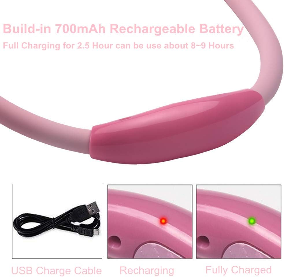 Rechargeable LED Neck Reading Light, Book Lights for Reading in Bed, 3 Brightness Levels, 2 Flexible Soft Silicone Arms Comfortable Wear, Long Lasting. Perfect for Bookworms, Craft & Knitting (Pink)