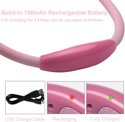 Rechargeable LED Neck Reading Light, Book Lights for Reading in Bed, 3 Brightness Levels, 2 Flexible Soft Silicone Arms Comfortable Wear, Long Lasting. Perfect for Bookworms, Craft & Knitting (Pink)