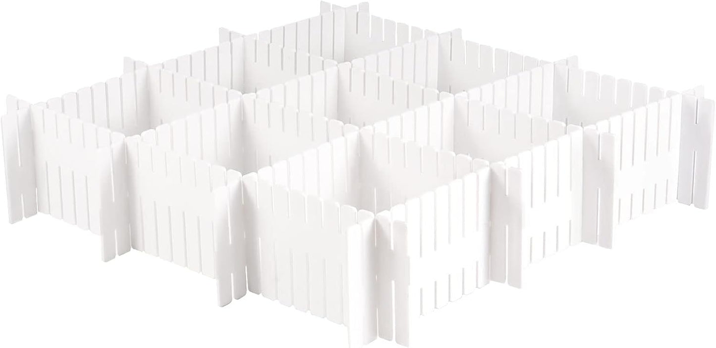 MUKCHAP 72-Piece DIY Grid Drawer Organizer - 12.6 Inch Adjustable Drawer Dividers for Sock, Underwear, Scarf - 36 White, 36 Pink