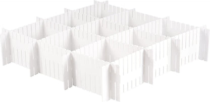 MUKCHAP 72-Piece DIY Grid Drawer Organizer - 12.6 Inch Adjustable Drawer Dividers for Sock, Underwear, Scarf - 36 White, 36 Pink