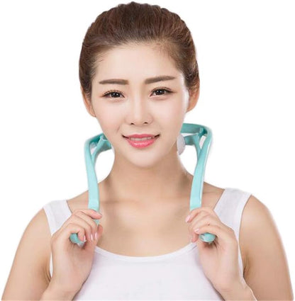 Neck Manual Massager, Portable Handheld Manual Neck Shoulder Massage Tool, Shiatsu Deep Tissue Pressure Trigger Point Neck Pain Relief Massage Roller Muscle Relaxation Massager for Home Office (Pink)