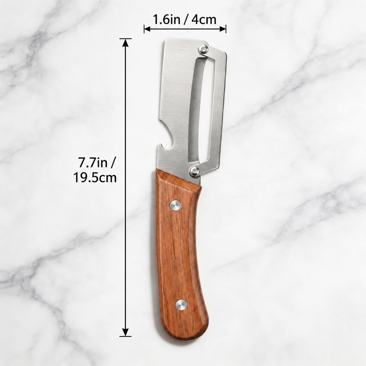 2PCS Vegetable Peeler, Stainless Steel Potato Peeler with Wooden Handle and Bottle Opener, Manual Fruit & Vegetable Peeler for Carrots, Apples, Cucumbers and Kitchen Meal Prep