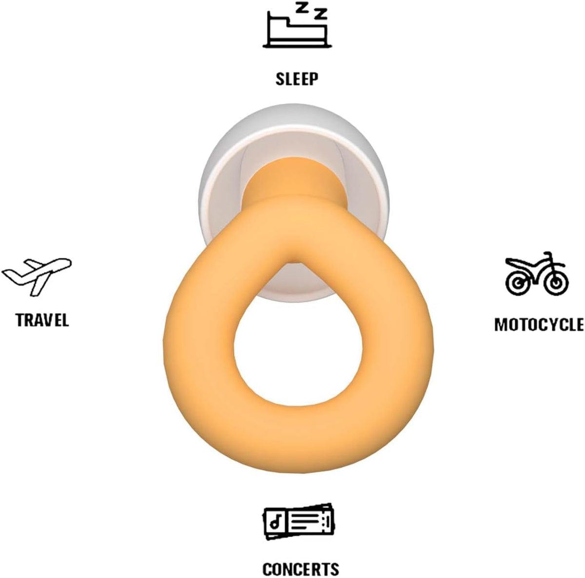 Silicone Ear Plugs for Noise Reduction, Reusable Ear Plugs for Sleeping Noise Cancelling, Concerts, Motorcycle, Travel & Hearing Protection NRR 33dB - 8 Ear Tips in XS/S/M/L, Black