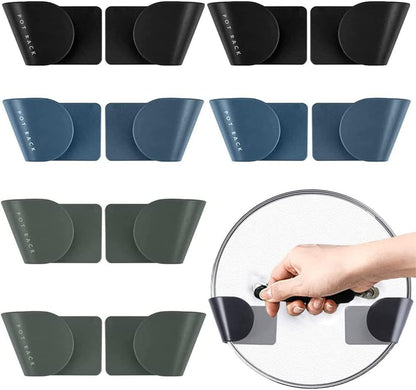 6 Pairs of Wall Mount Pot Lid Organizer, Adjustable Cabinet Door Pan Lid Organizer, Pot Lid Holder Hangers for Kitchen Wall Mount (Black)