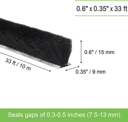 Self-Adhesive Weather Stripping Seal for Doors & Windows – Soundproof Insulation Gap Filler for Sliding, Exterior, Front, and Jamb Frames – 0.2" x 0.35" x 16.5 ft, Gray