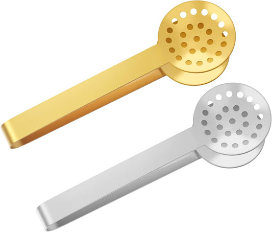 2 Pcs Tea Bag Squeezer Tongs Tea Filter Spoon Clamp Stainless Steel Teabag Strainer Dispenser for Kitchen Bar Tools