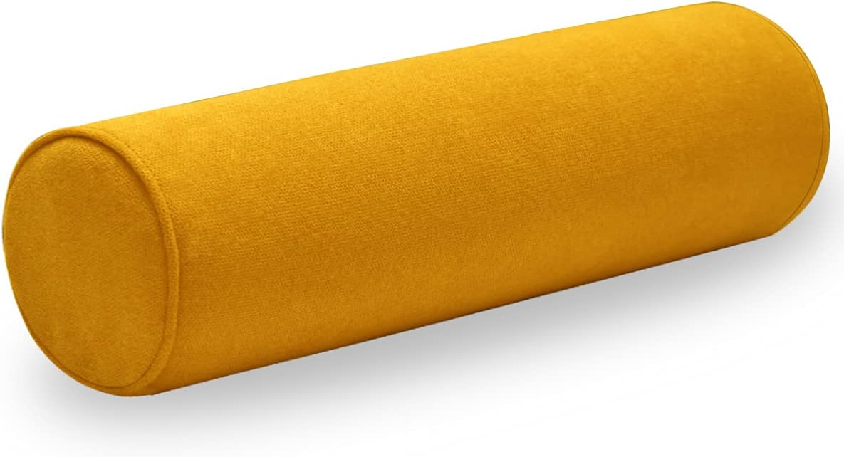 Cylinder Round Memory Foam Support Pillows Cervical Neck Roll Pillow with Pillowcase Soft, Comfortable and Breathable for Sleeping, Chair, Car, Sofa，Travel (Navy Blue, 24X6)