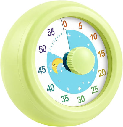 60 Minute Visual Timer with Silent Operation Visual Countdown Timer Rainbow Disk 60 Minute Countdown Timer Task Reminder Home and Kitchen Timer for Kids Desk, Office Meetings (Green)