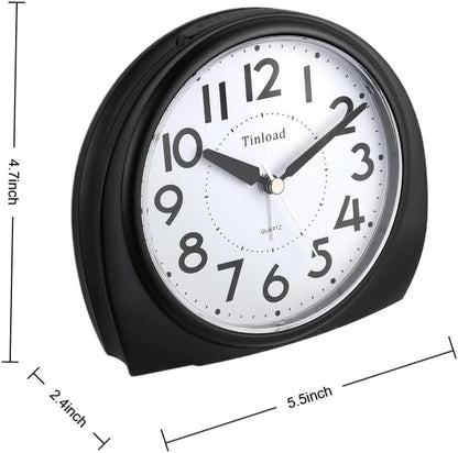 Tinload 5.5" Large Analog Alarm Clock Silent Non Ticking, Gentle Wake, Beep Sounds, Increasing Volume, Battery Operated Snooze and Manual Light, Easy Set