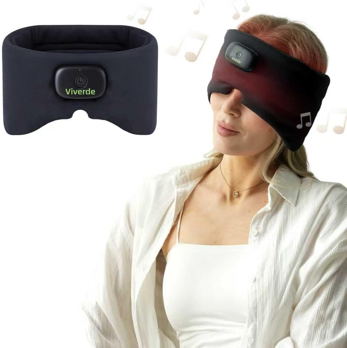 Bluetooth Sleep Eye Mask with Heat – Washable Matte Stretch Fabric, 3 Heat Levels & 15/30/45 Min Timer, Ultra-Thin Speakers, Bluetooth Headphones, Relaxation Gift for Men & Women