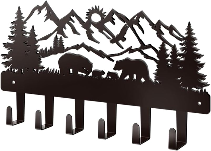 Dog Leash Holder for Wall, Extra Wide 6 Hook Key Rack with Pet Paw Print & Heart, Matte Black Rust-Proof Pet Organizer for Thick Leashes & Keys, Perfect for Mudroom & Entryway, Dog & Cat