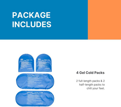 NatraCure Replacement Gel Packs for Cold Therapy Socks - (4-Piece Set) Extra Gel Ice Packs Reusable, Compresses for Injuries, Flexible Ice Packs Reusable, Small Ice Packs, Thin Ice Packs - GP23-24