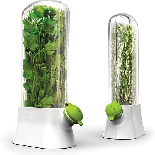 Cilantro Fresh Containers,Large Capacity Vanilla Preserver for Mint And Asparagus For Refrigerator Organizers And Storage,Storage Clear for Mint Leaves Fresh Herb Keeper, white, star005