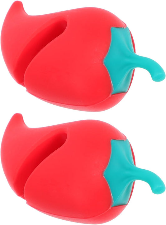 Pepper Shape Silicone Pot Lid Holders Boil Over Stopper Spill-proof Steam Releaser Recyclable Material (Red)