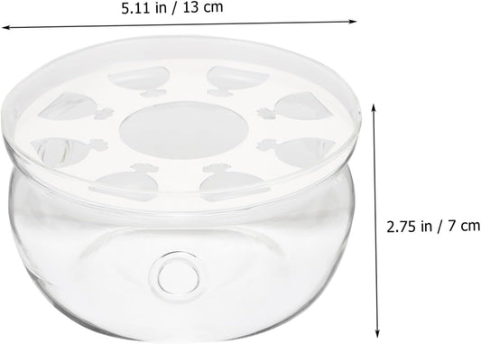 Ipetboom Glass Teapot Warmer Base Heat Preservation Holder with Ventilation White and Transparent Glass Tea Heater for Home Office Tea House Coffee Shop
