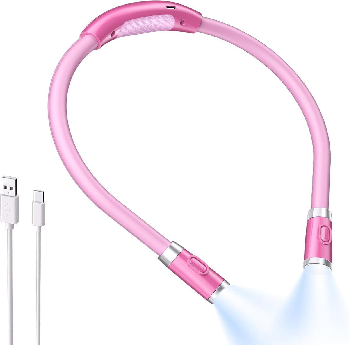 LUXJET Neck Reading Light & Book Light for Reading in Bed - Hands Free, 3 Colors & 6 Brightness Levels, 360° Flexible Arms, 80-Hour Rechargeable - Reading, Knitting, Camping, Repairing
