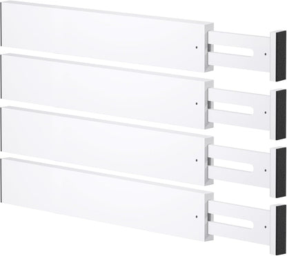 Bamboo Drawer Dividers, Adjustable Drawer Organizers, Fits 12.6–16" Drawers | 2.5" High, 4 Pack Expandable Drawer Separators for Kitchen, Nursery, Dressers & Office Storage, Natural