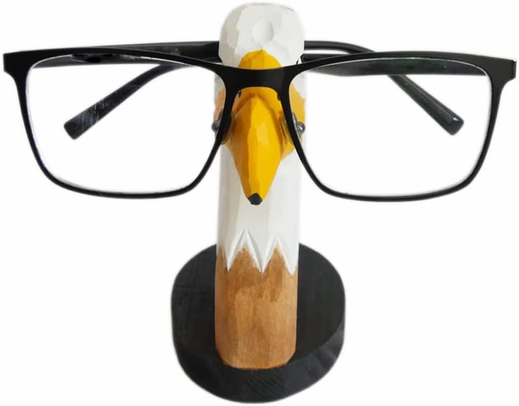 Red Dollar Handmade Wood Carved Animal Eyeglass Holder, Cute Sunglasses Display Stand, Nightstand Home Office Desk Decor, Christmas Holiday New Year Business Gift for Men Women Adults (Dog)
