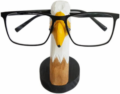 Red Dollar Handmade Wood Carved Animal Eyeglass Holder, Cute Sunglasses Display Stand, Nightstand Home Office Desk Decor, Christmas Holiday New Year Business Gift for Men Women Adults (Dog)