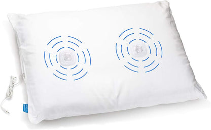 Sound Oasis Pillow Speakers, 2 UltraThin Stereo Speakers, Volume Control, Surround Sound for Music, Sleep, Tinnitus Masking, Connect to External Sound Source with 1/8" 3.5mm Headphone Jack Plug, White