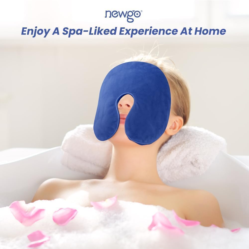 NEWGO Face Heating Mask, Moist Heat for Sinus & Migraine, Purple | Reusable and Easy to Use, Microwavable Warm Compress for Sinus Pressure, Migraine, and Tension Headache Relief