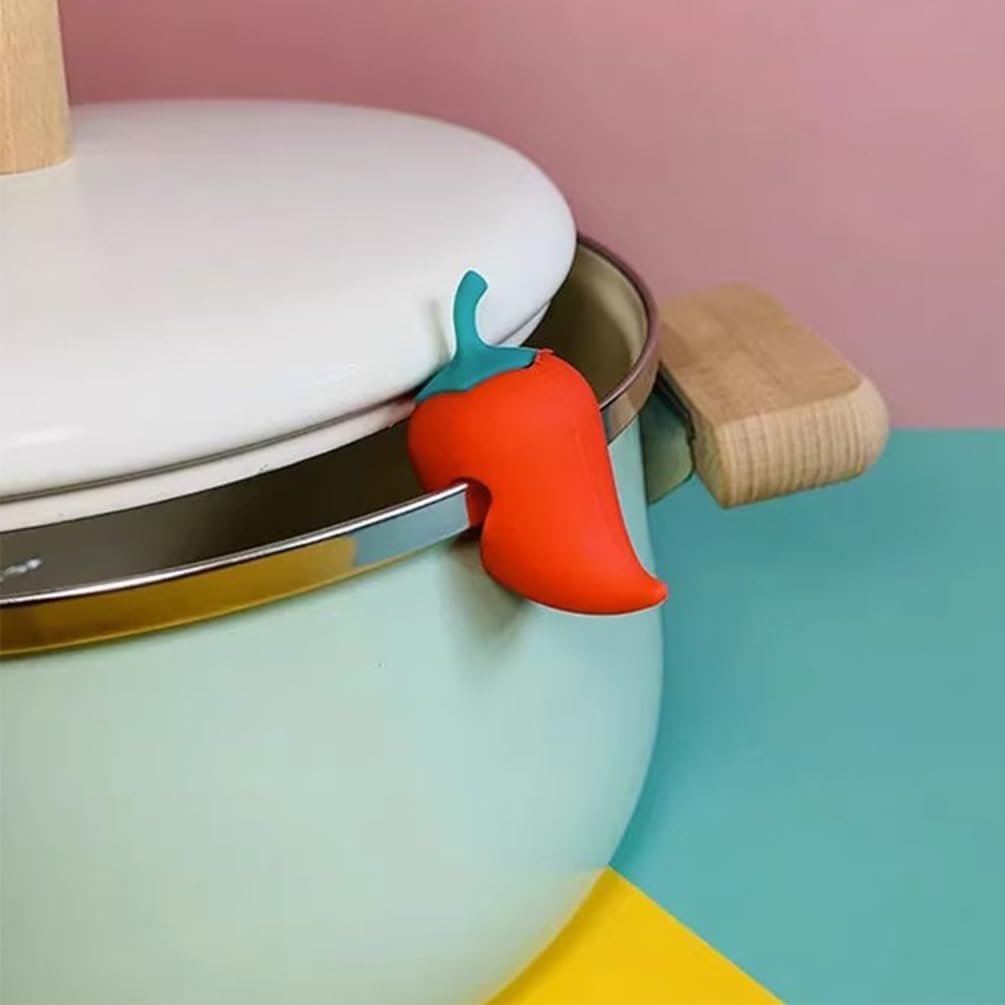 Silicone Pot Lid Lifter Clip Heat Resistant Spill Proof Pan Cover Holder for Soup Porridge Cooking Boil over Prevention Kitchen Gadget