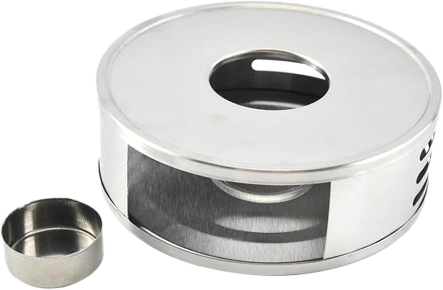 Luxshiny Stainless Steel Teapot Warmer Base for Glass Tea Pot Rust-Resistant Heating Stand with Candle Holder Suitable for Home Office and Bar Use Easy to Clean and Compact Design