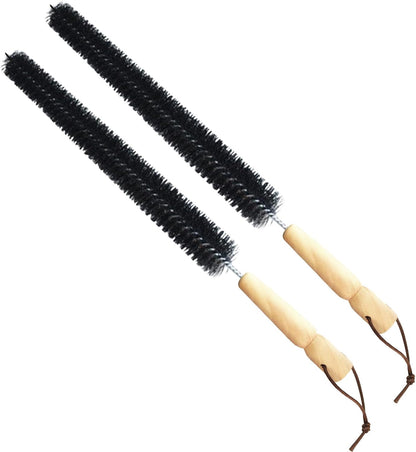 2Pcs Radiator Brush, 16-Inch Long Flexible Radiator Cleaning Brush with Wooden Handle, Refrigerator Coil Soft Bristile Brush, Dryer Lint Brush for Washer Dryer(Black)